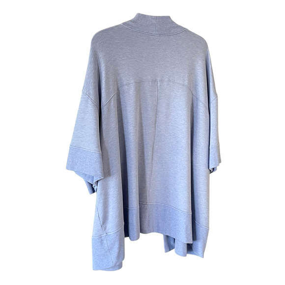ATHLETA Lotus Wrap Size L/XL Heather Blue Short Sleeve Open Front Comfy Cardigan - Picture 4 of 9